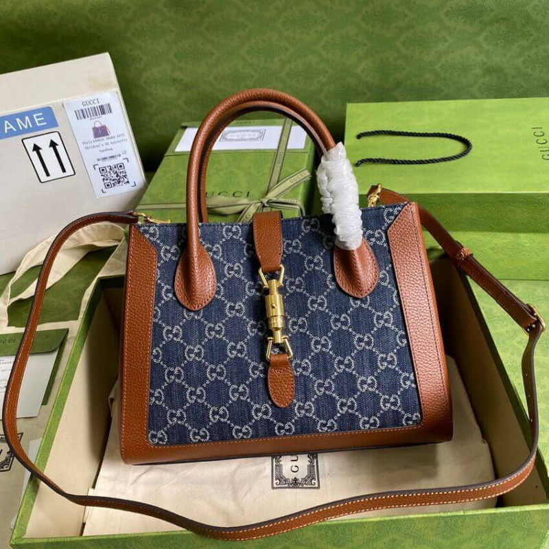 Gucci Jackie 1961 Bolsa mediana en azul de mezclilla 649016-1