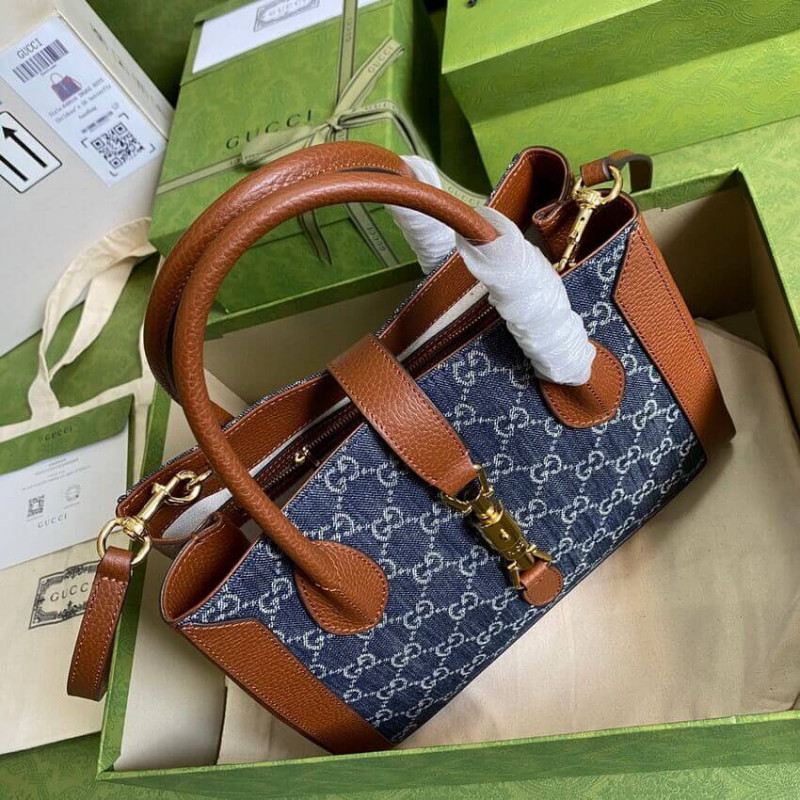Gucci Jackie 1961 Bolsa mediana en azul de mezclilla 649016-5