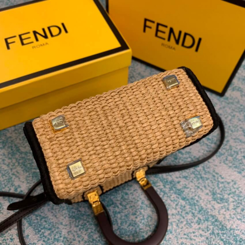 Fendi Sunshine Mini Woven Tote 8BS051 beige-6