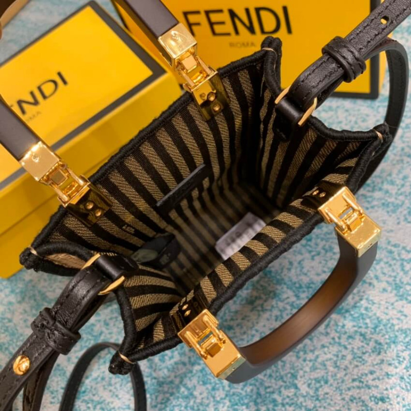 Fendi Sunshine Mini Woven Tote 8BS051 beige-9