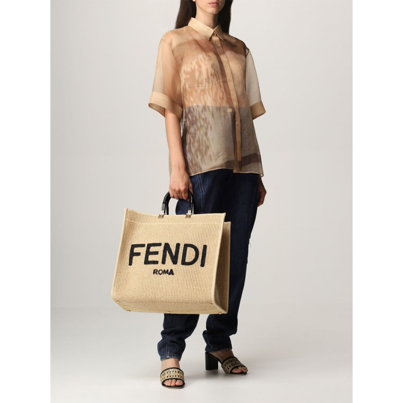 Fendi Sunshine Shopper Boating Raffia Tote 8BH372 Beige-1