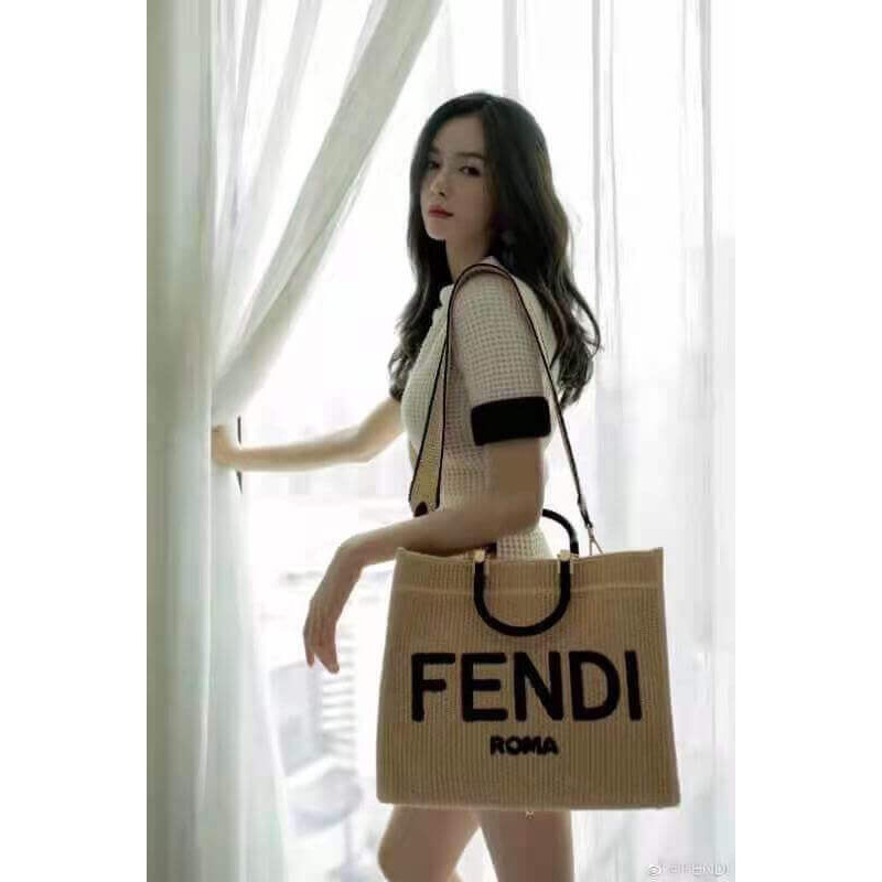 Fendi Sunshine Shopper Boating Raffia Tote 8BH372 Beige-2