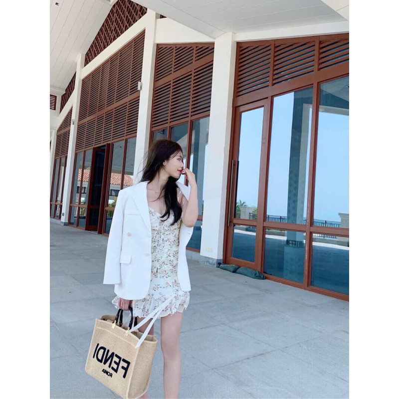 Fendi Sunshine Shopper Boating Raffia Tote 8BH372 Beige-5