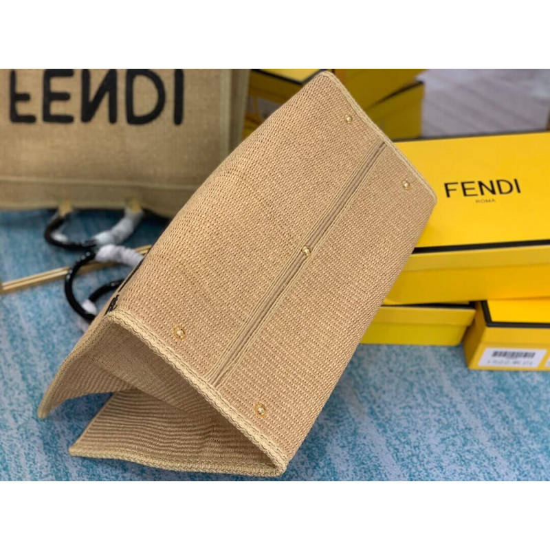 Fendi Sunshine Shopper Boating Raffia Tote 8BH372 Beige-14