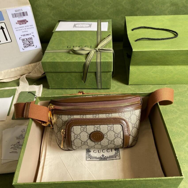 Bolsa de cinturón de Gucci con G en Brown GG Supreme 682933-3
