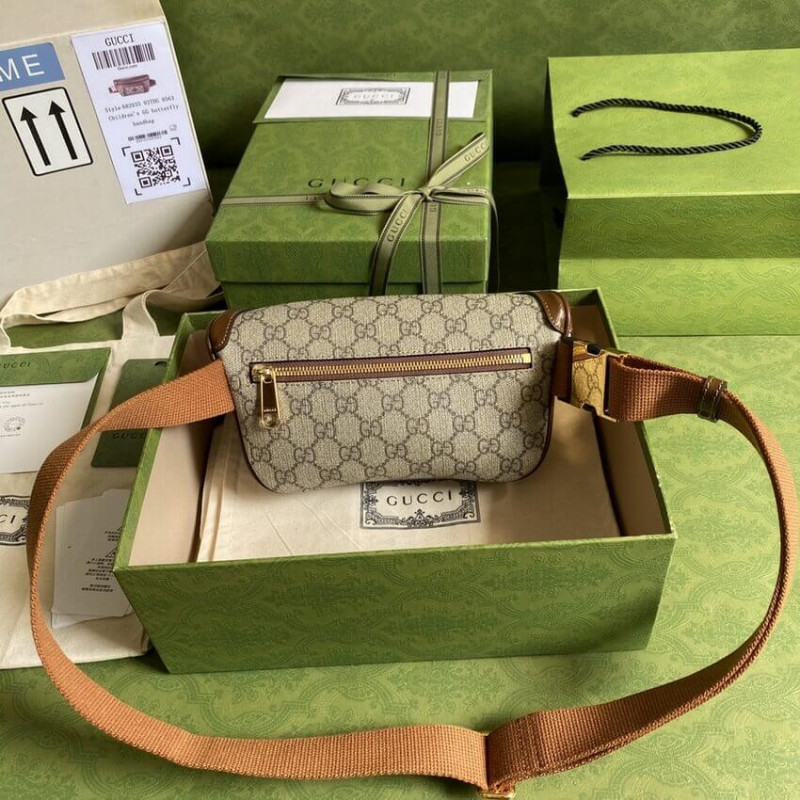 Bolsa de cinturón de Gucci con G en Brown GG Supreme 682933-4