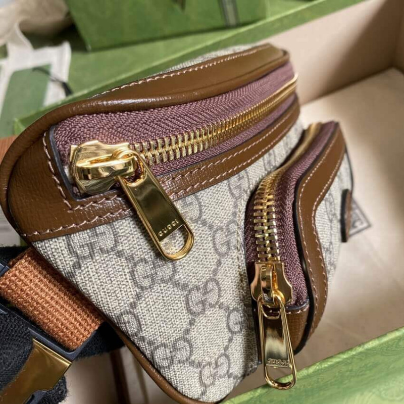 Bolsa de cinturón de Gucci con G en Brown GG Supreme 682933-6