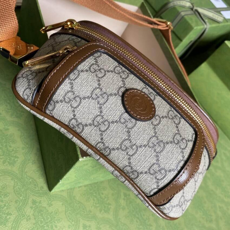 Bolsa de cinturón de Gucci con G en Brown GG Supreme 682933-7