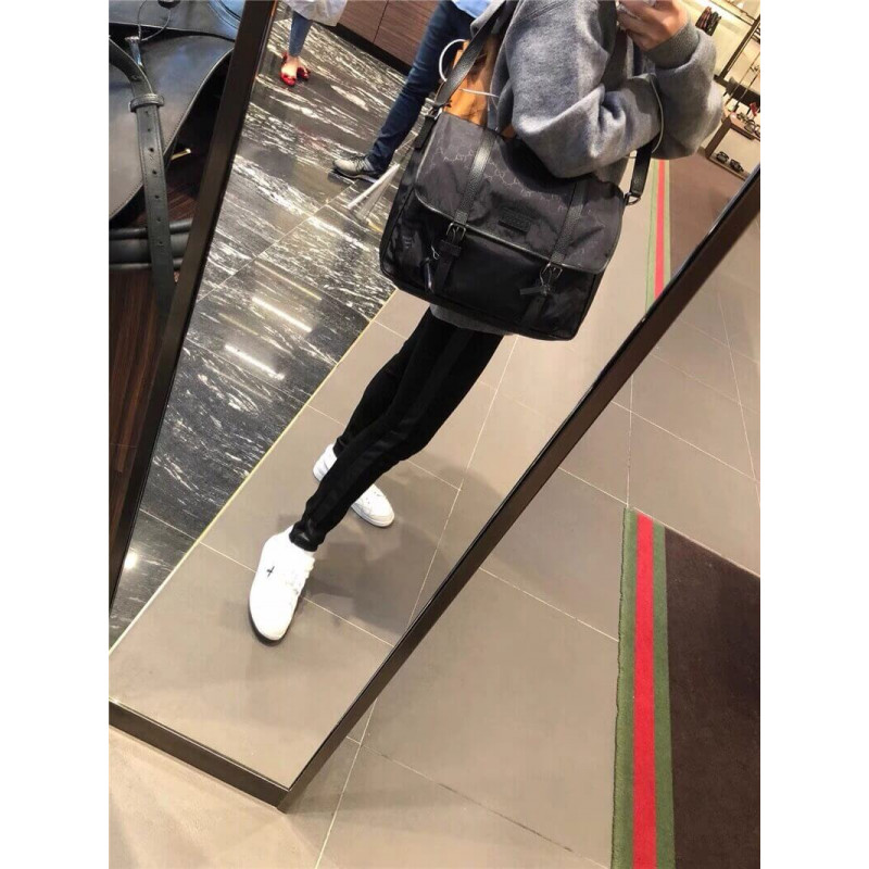 Gucci GG Guccissima Black Medium Nylon Messenger Bolsa 510334-2