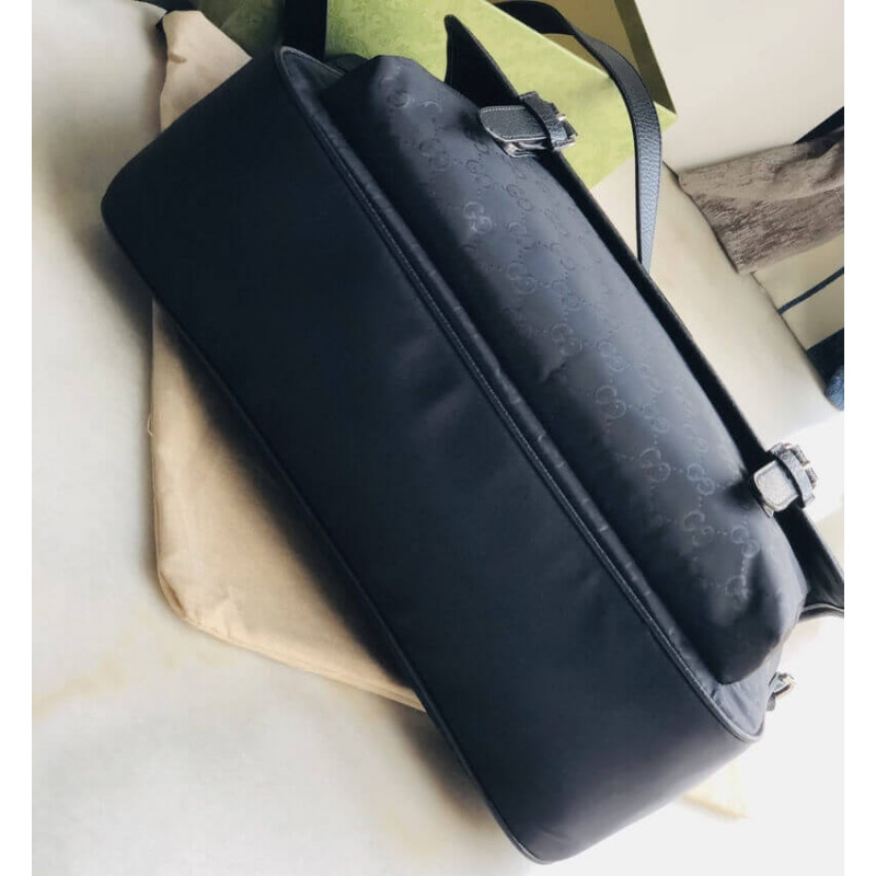 Gucci GG Guccissima Black Medium Nylon Messenger Bolsa 510334-6