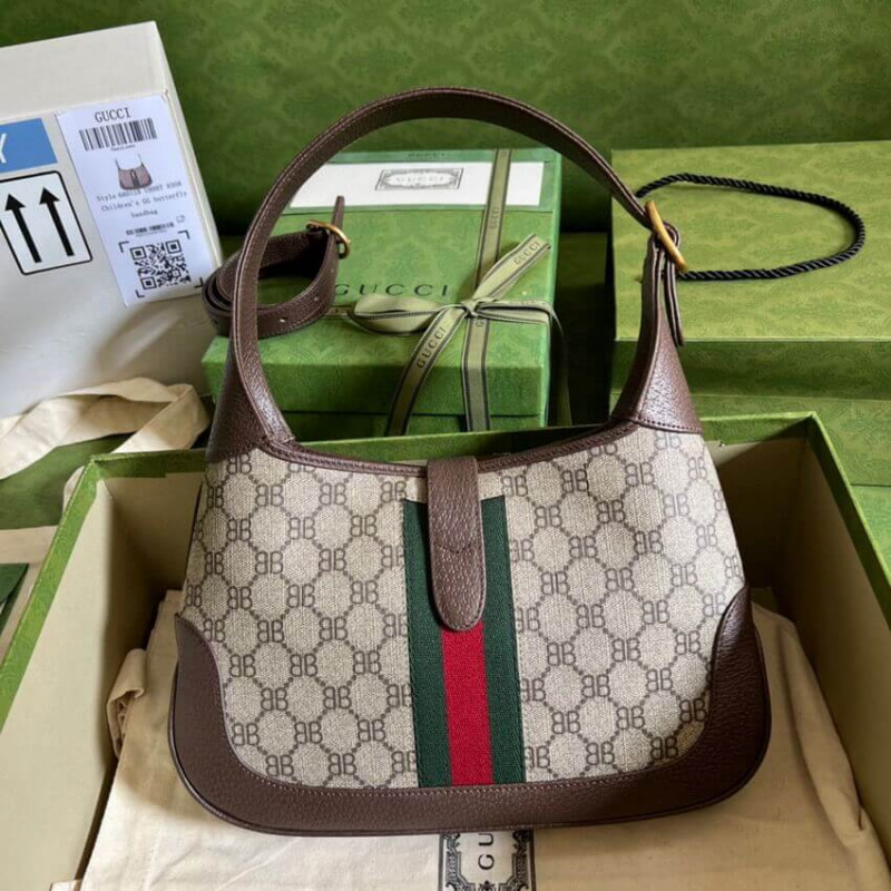 Gucci x Balenciaga Jackie 1961 Pequeña bolsa de vagabundo 680118 Café-1
