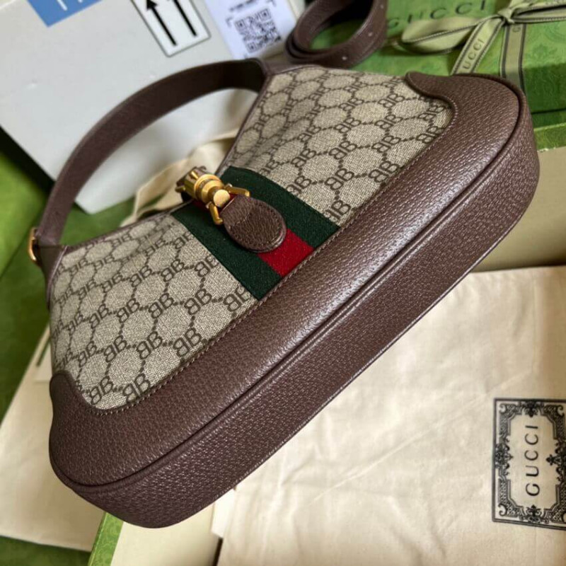 Gucci x Balenciaga Jackie 1961 Pequeña bolsa de vagabundo 680118 Café-2