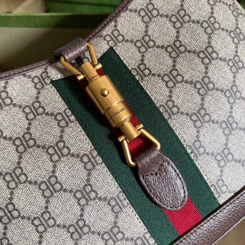Gucci x Balenciaga Jackie 1961 Pequeña bolsa de vagabundo 680118 Café-4