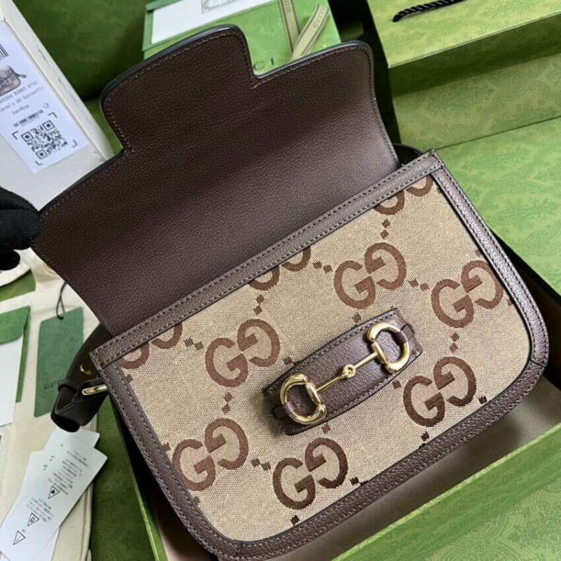 Gucci Horsebit 1955 Bolso de hombro con Jumbo GG 602204-6