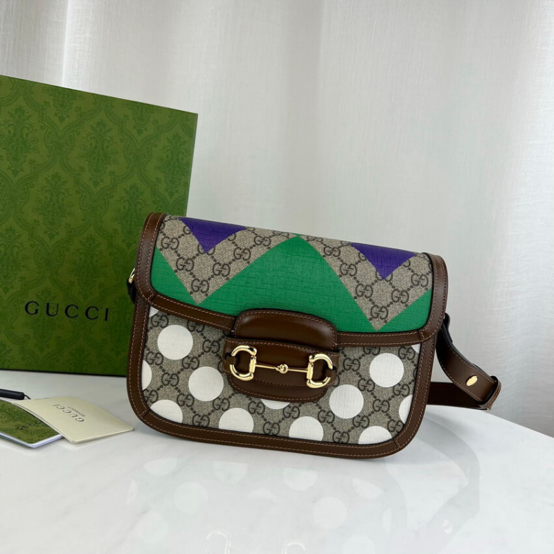 Gucci Horsebit 1955 Bolso de hombro con estampado geométrico 602204-1