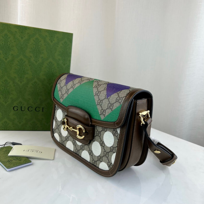 Gucci Horsebit 1955 Bolso de hombro con estampado geométrico 602204-3