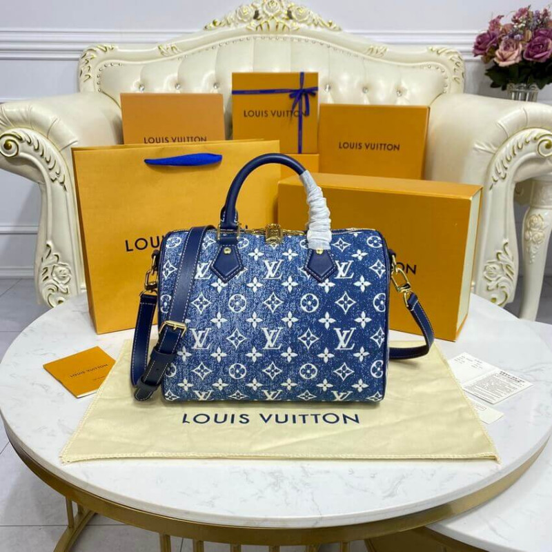 Louis Vuitton Monogram Jacquard Denim Speedy Bandouliere 25 M59609-3