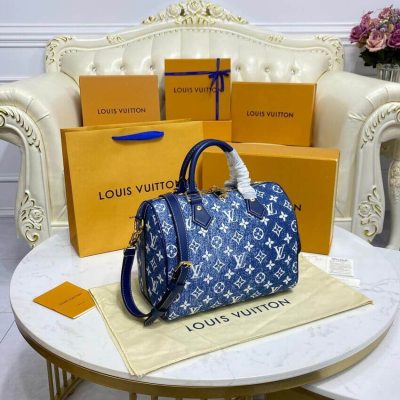 Louis Vuitton Monogram Jacquard Denim Speedy Bandouliere 25 M59609-4