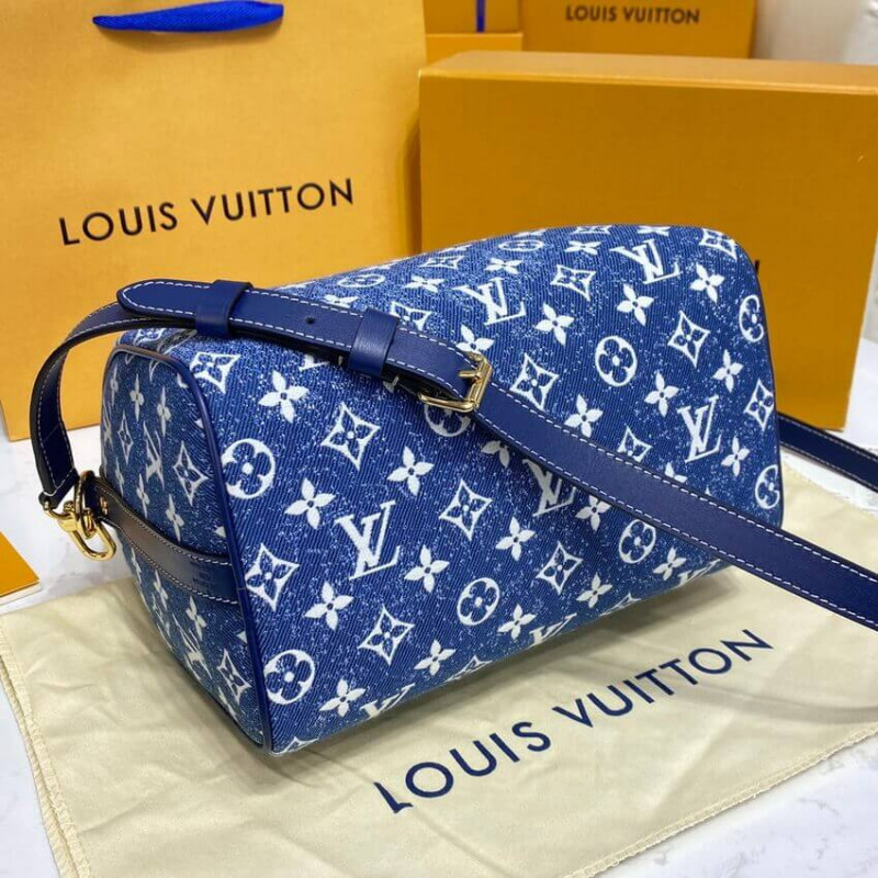 Louis Vuitton Monogram Jacquard Denim Speedy Bandouliere 25 M59609-6