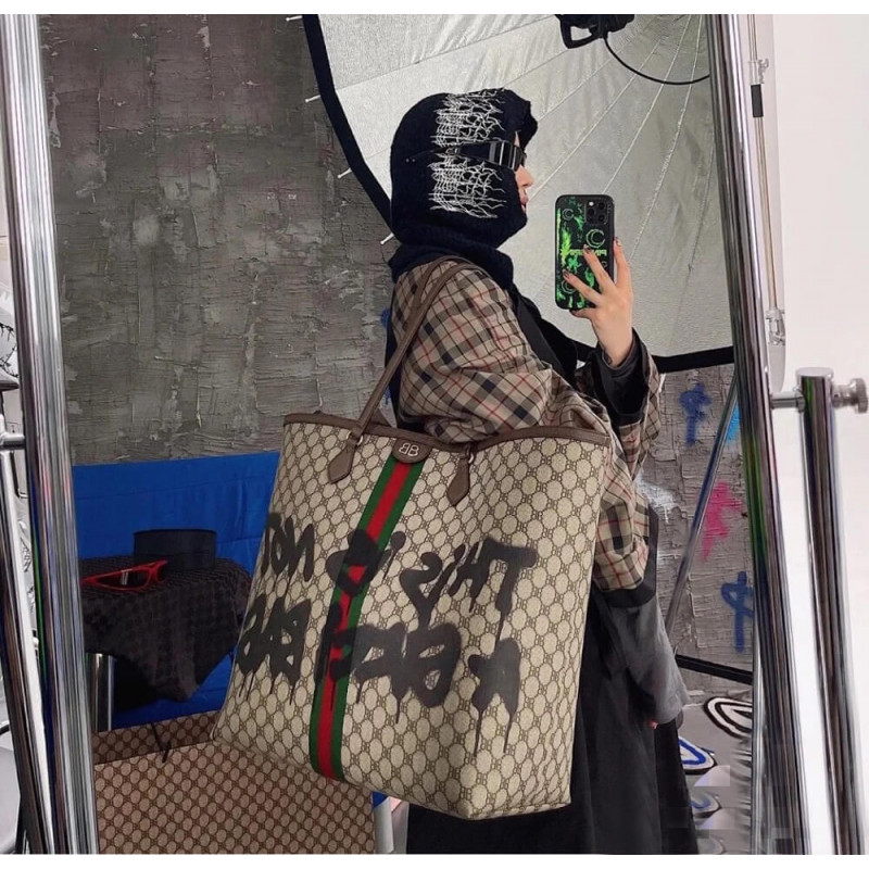 Balenciaga X Gucci Hacker Graffiti Gran Bolsa 680127-5