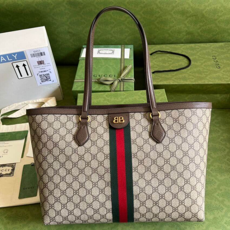 Balenciaga X Gucci Hacker Medium Tote Bolsa 680125 Beige-4