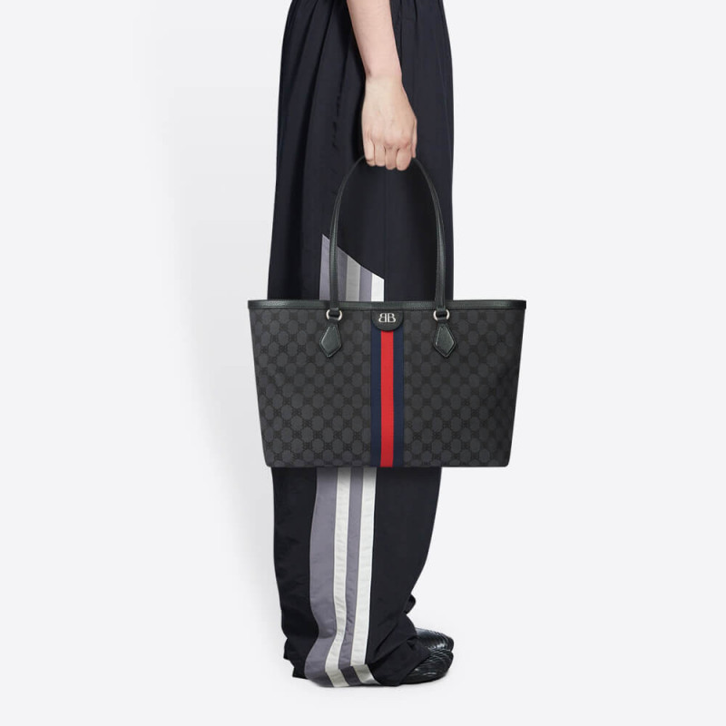 Balenciaga X Gucci Hacker Medium Tote Bolsa 680125 Negro-1