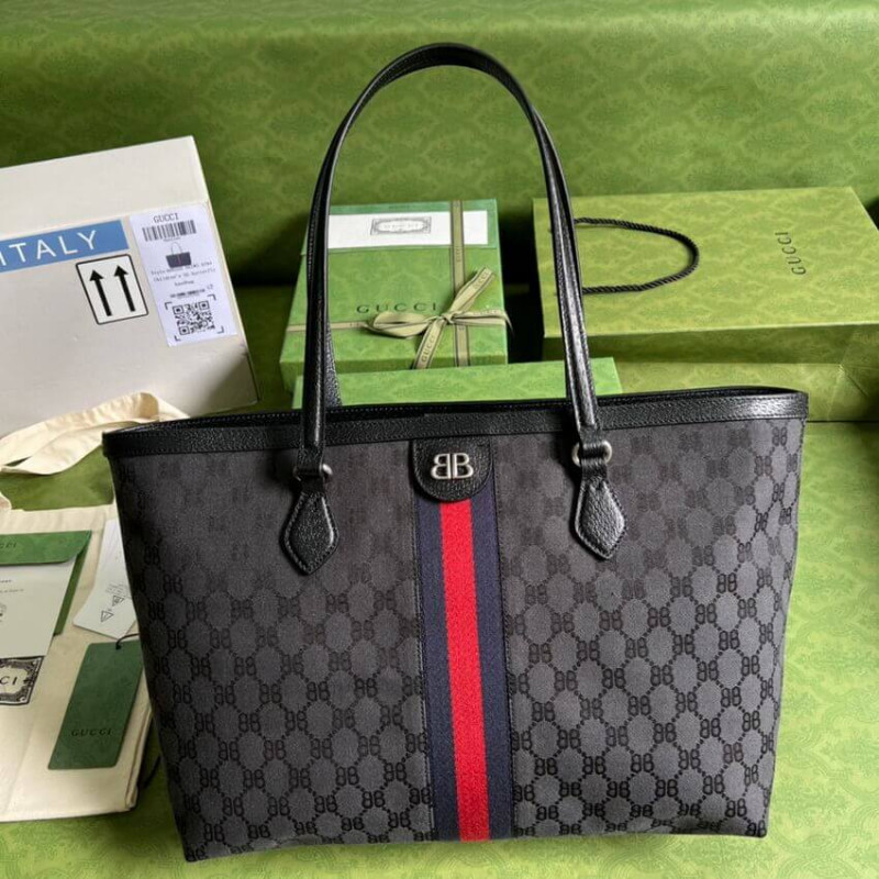 Balenciaga X Gucci Hacker Medium Tote Bolsa 680125 Negro-2