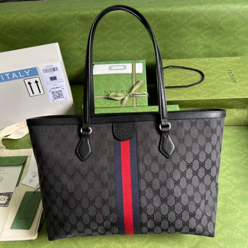 Balenciaga X Gucci Hacker Medium Tote Bolsa 680125 Negro-3