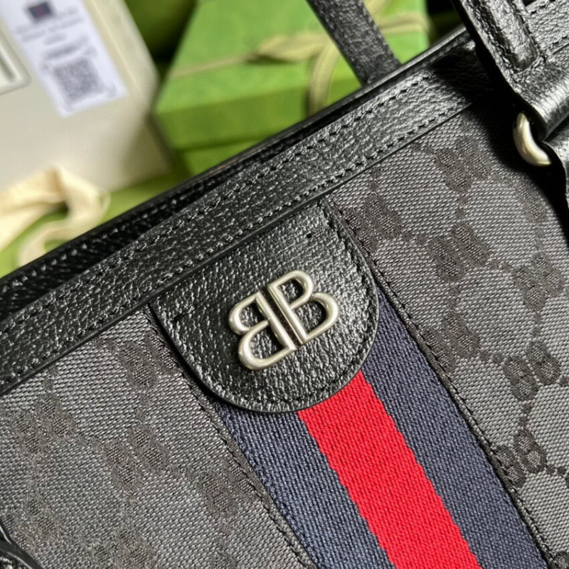 Balenciaga X Gucci Hacker Medium Tote Bolsa 680125 Negro-6