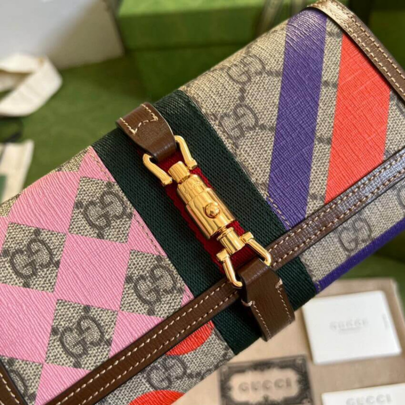 Gucci Jackie 1961 Billet de cadena 652681 con estampado geométrico-5