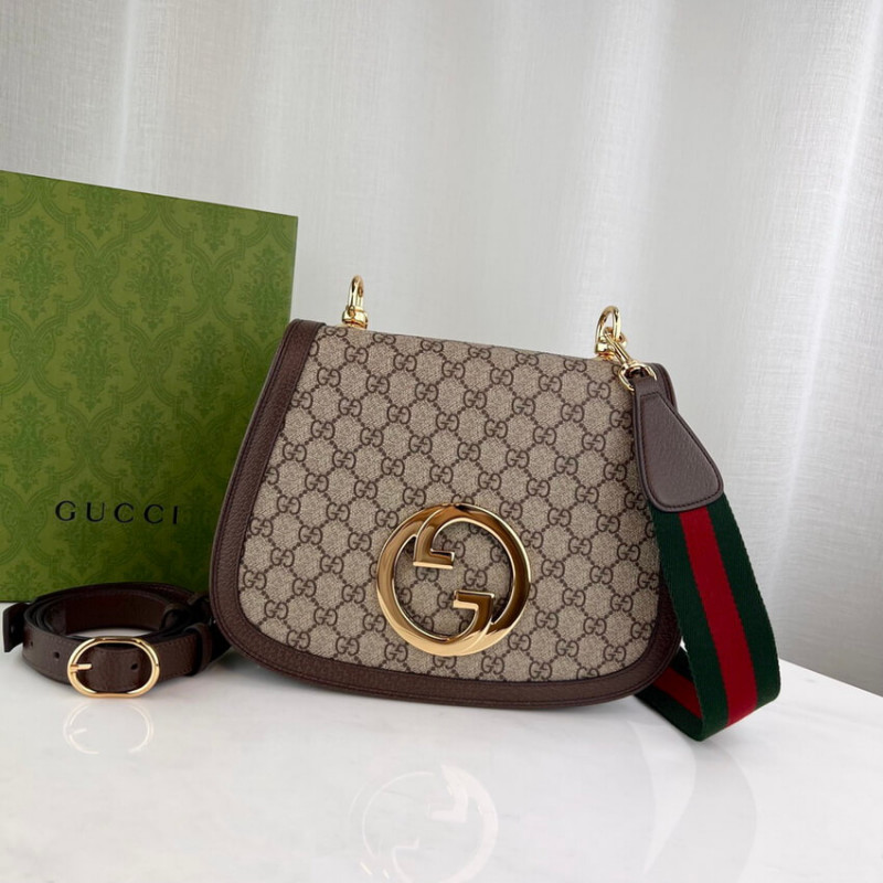 Bolso de hombro medio rubio Gucci con entrelazado redondo G 699210-7