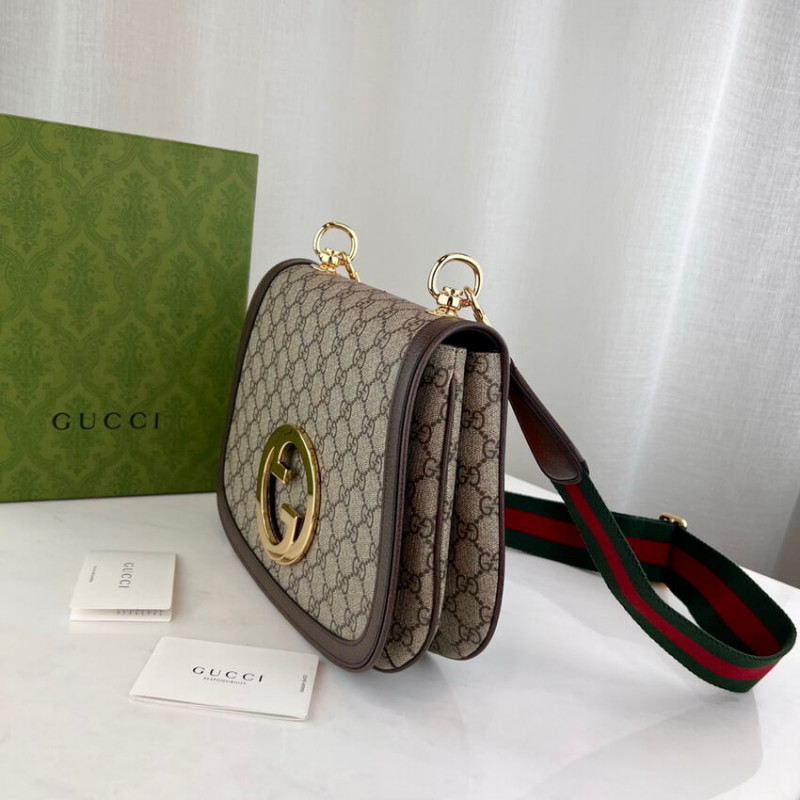 Bolso de hombro medio rubio Gucci con entrelazado redondo G 699210-8