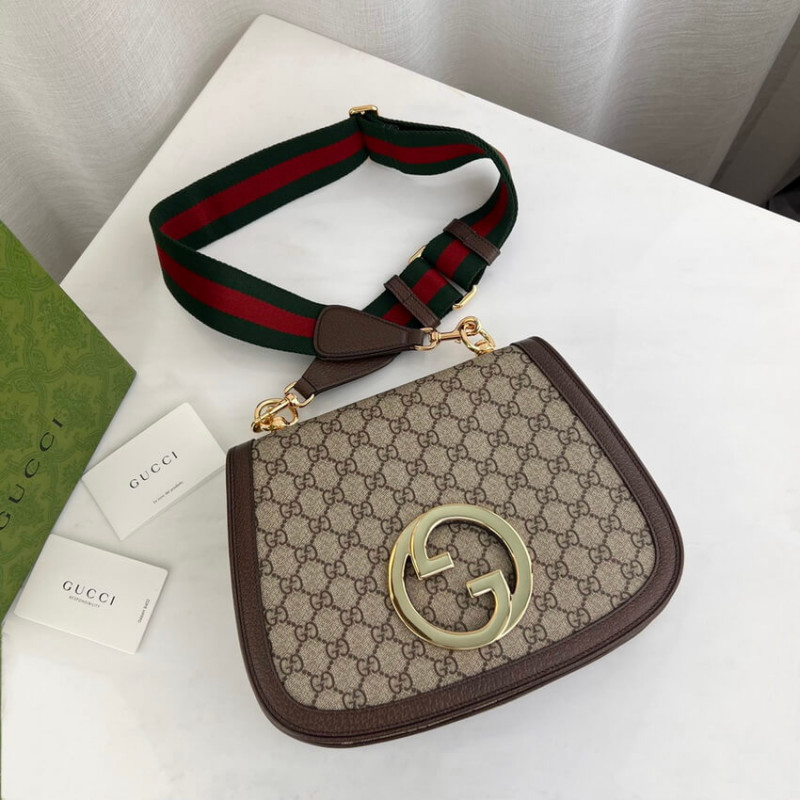 Bolso de hombro medio rubio Gucci con entrelazado redondo G 699210-10