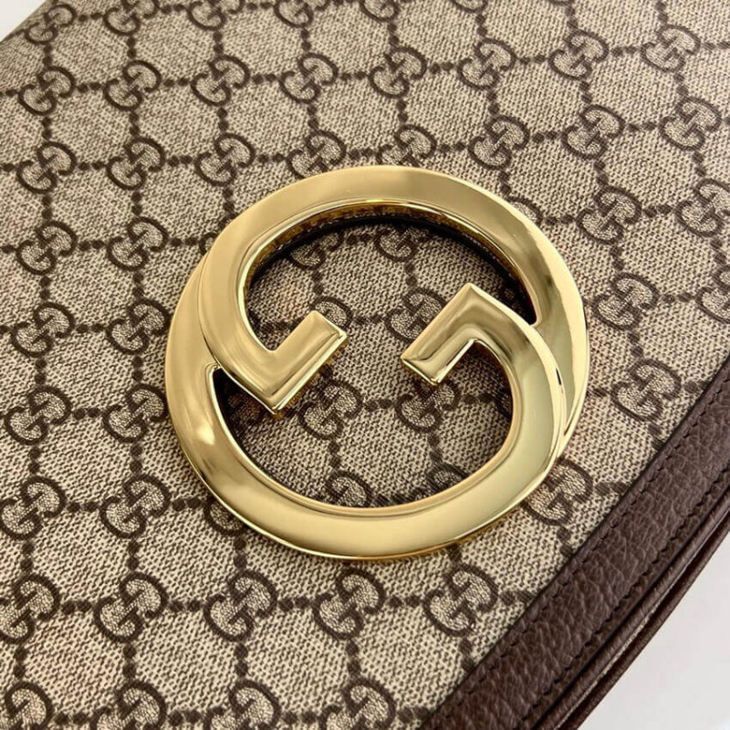 Bolso de hombro medio rubio Gucci con entrelazado redondo G 699210-12