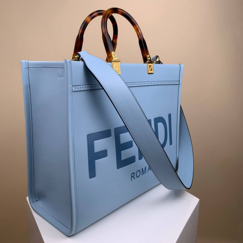 Fendi Medium Sunshine Shopper 8BH386 Azul claro-5