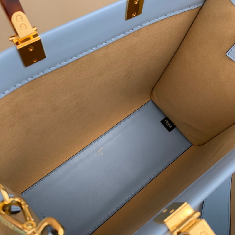 Fendi Medium Sunshine Shopper 8BH386 Azul claro-9