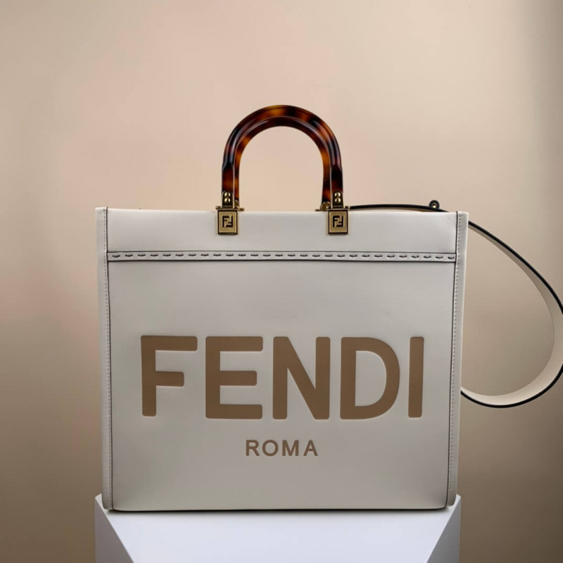Fendi Medium Sunshine Shopper 8BH386 White-3