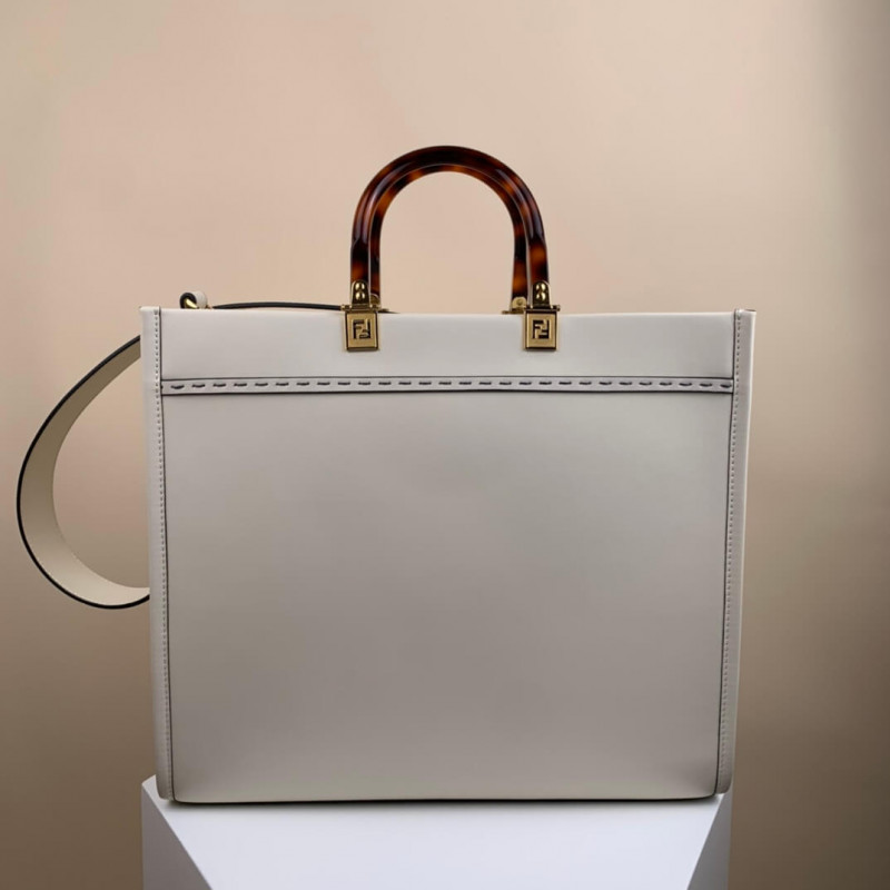 Fendi Medium Sunshine Shopper 8BH386 White-4