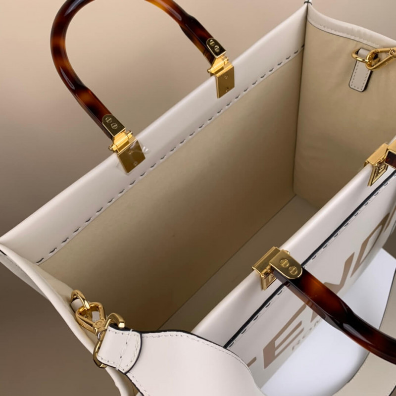 Fendi Medium Sunshine Shopper 8BH386 White-8