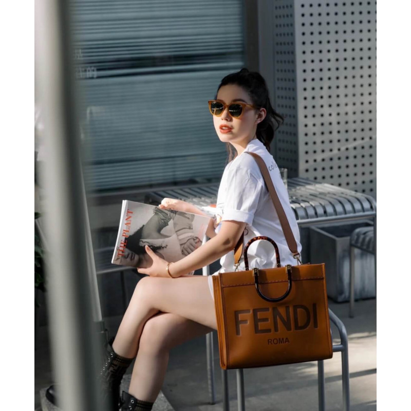 Fendi Medium Sunshine Shopper 8BH386 Brown-2