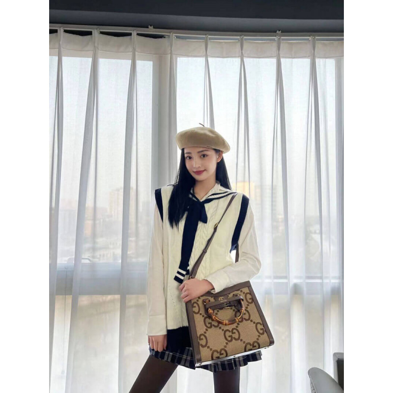 Gucci Diana Jumbo GG Bolsa Small Tote 660195 Brown-1