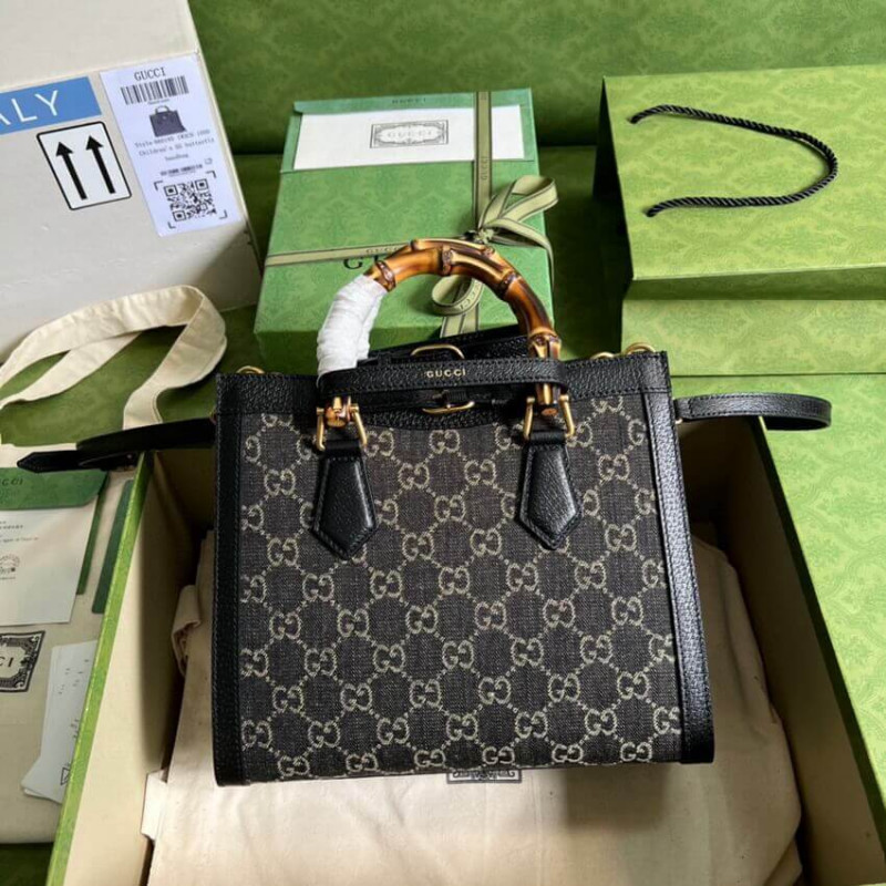 Gucci Diana Small Tote Bolsa 660195 en denim negro-2