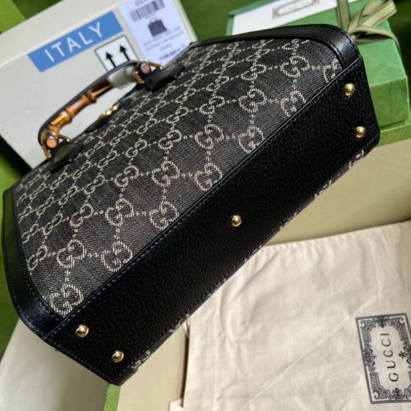 Gucci Diana Small Tote Bolsa 660195 en denim negro-3