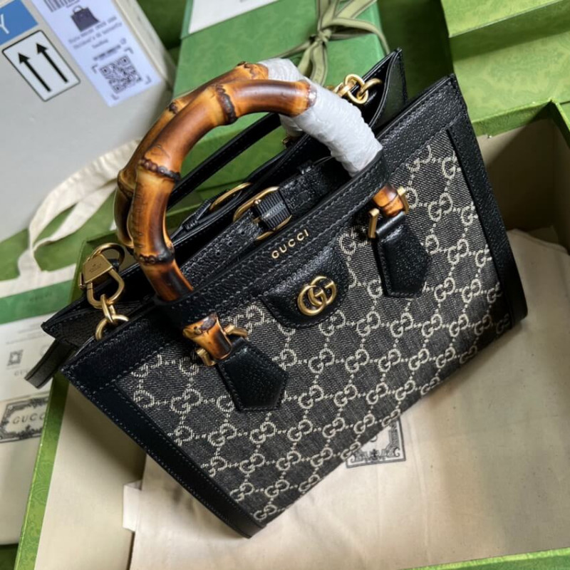 Gucci Diana Small Tote Bolsa 660195 en denim negro-6