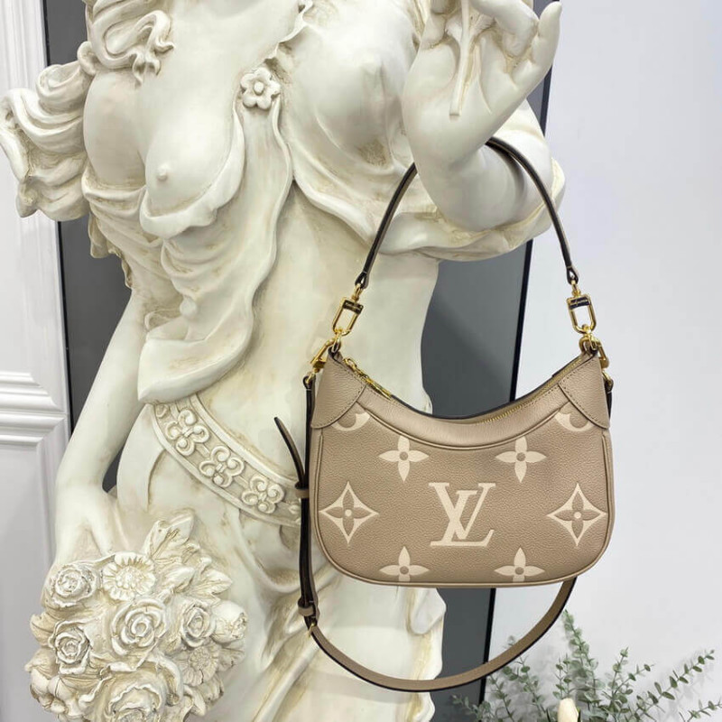 Louis Vuitton Bicolor Monogram Empreinte Leather Bolsaatelle M46112 Gray/Beige-1