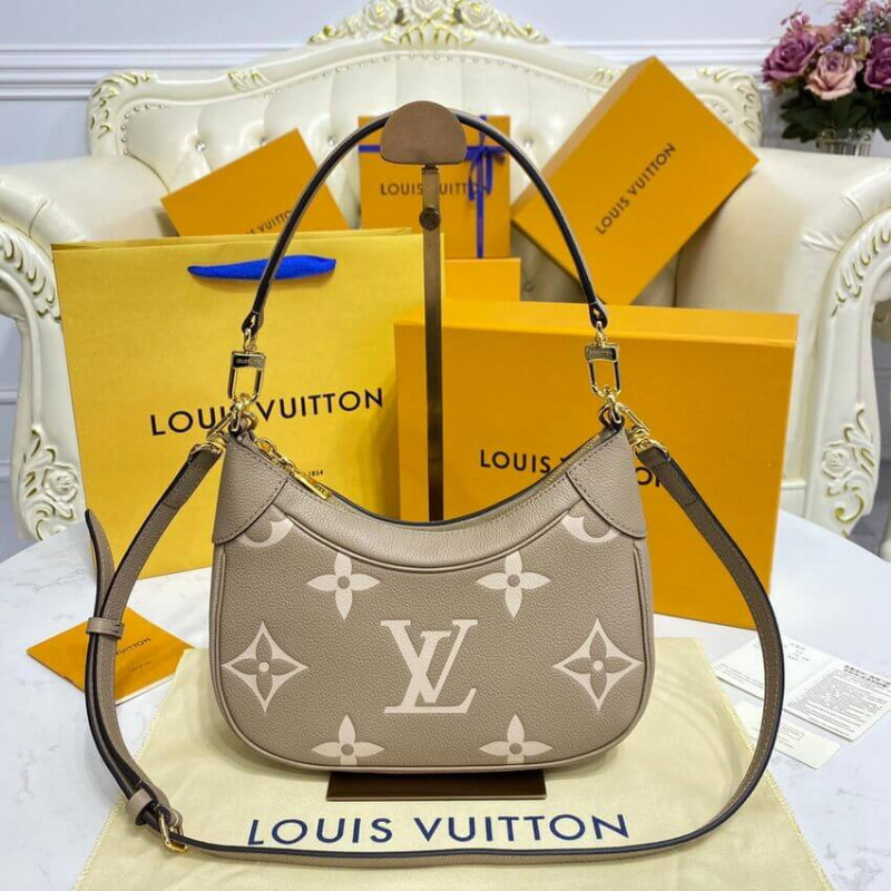 Louis Vuitton Bicolor Monogram Empreinte Leather Bolsaatelle M46112 Gray/Beige-2