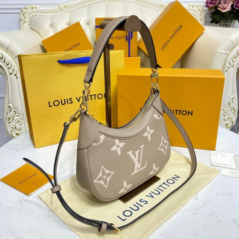 Louis Vuitton Bicolor Monogram Empreinte Leather Bolsaatelle M46112 Gray/Beige-3