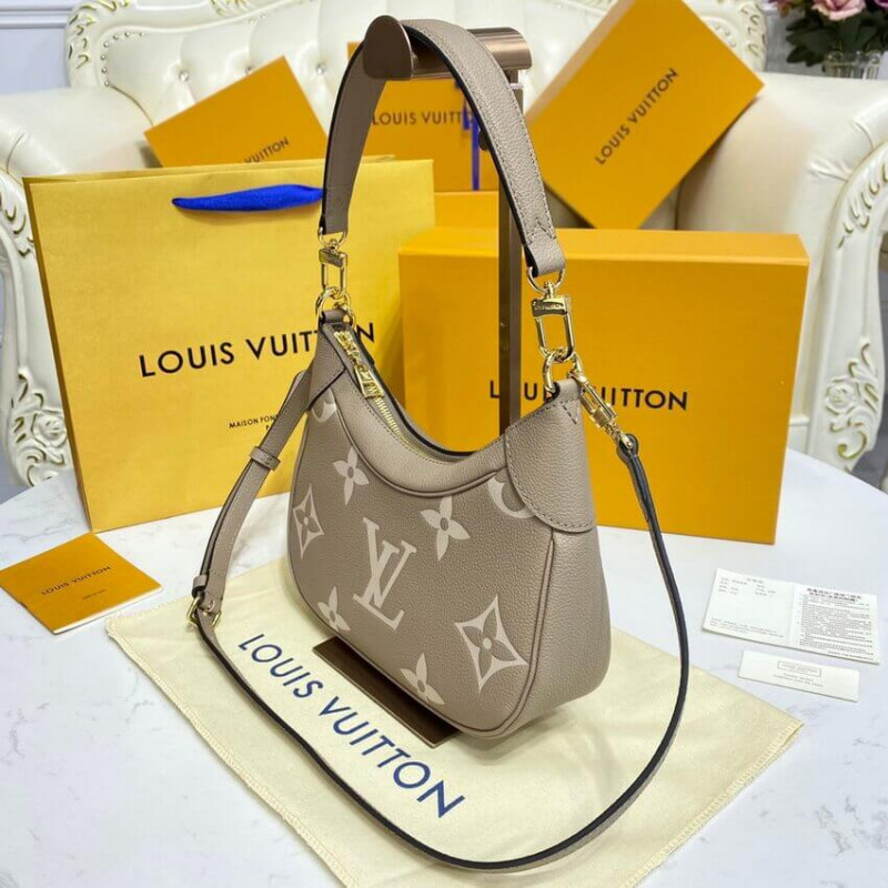 Louis Vuitton Bicolor Monogram Empreinte Leather Bolsaatelle M46112 Gray/Beige-4