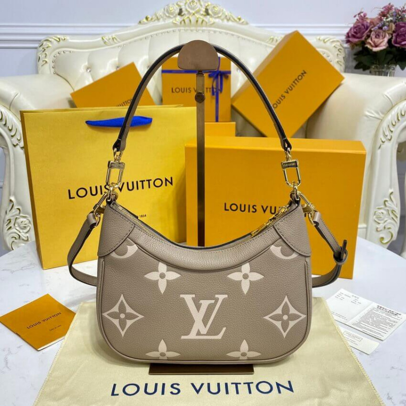 Louis Vuitton Bicolor Monogram Empreinte Leather Bolsaatelle M46112 Gray/Beige-5