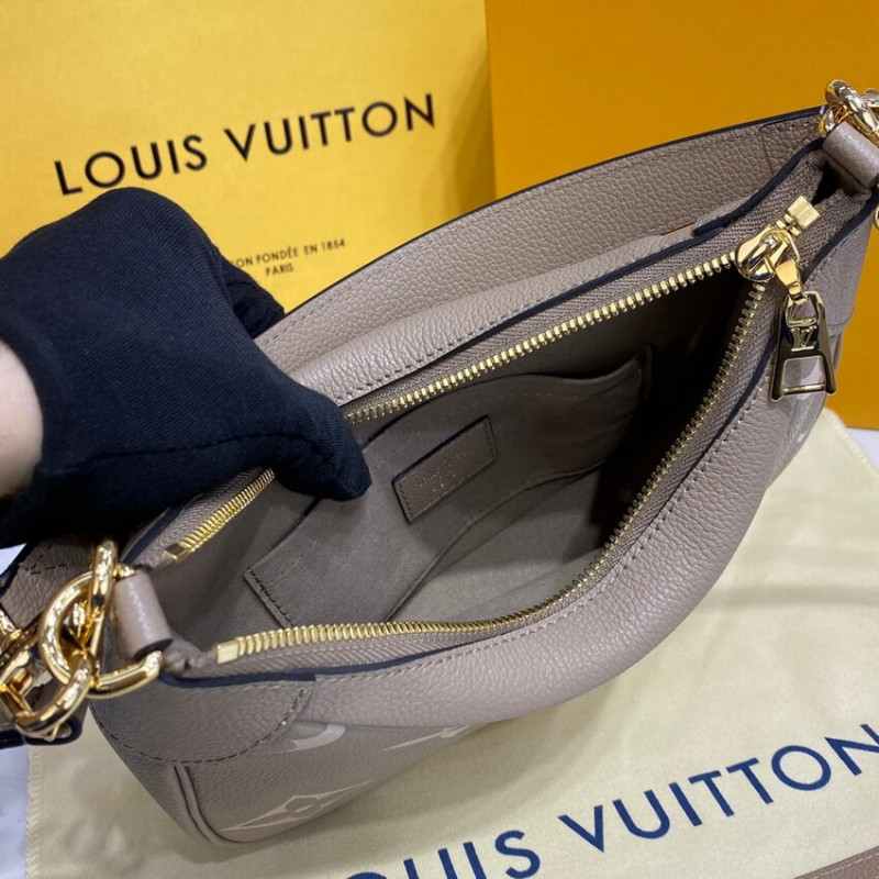 Louis Vuitton Bicolor Monogram Empreinte Leather Bolsaatelle M46112 Gray/Beige-10